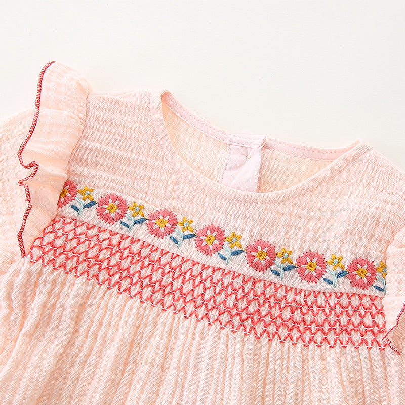 Children's Clothing Jumpsuit Flower Embroidery Pure Cotton Jumpsuit, Climbing Suit
