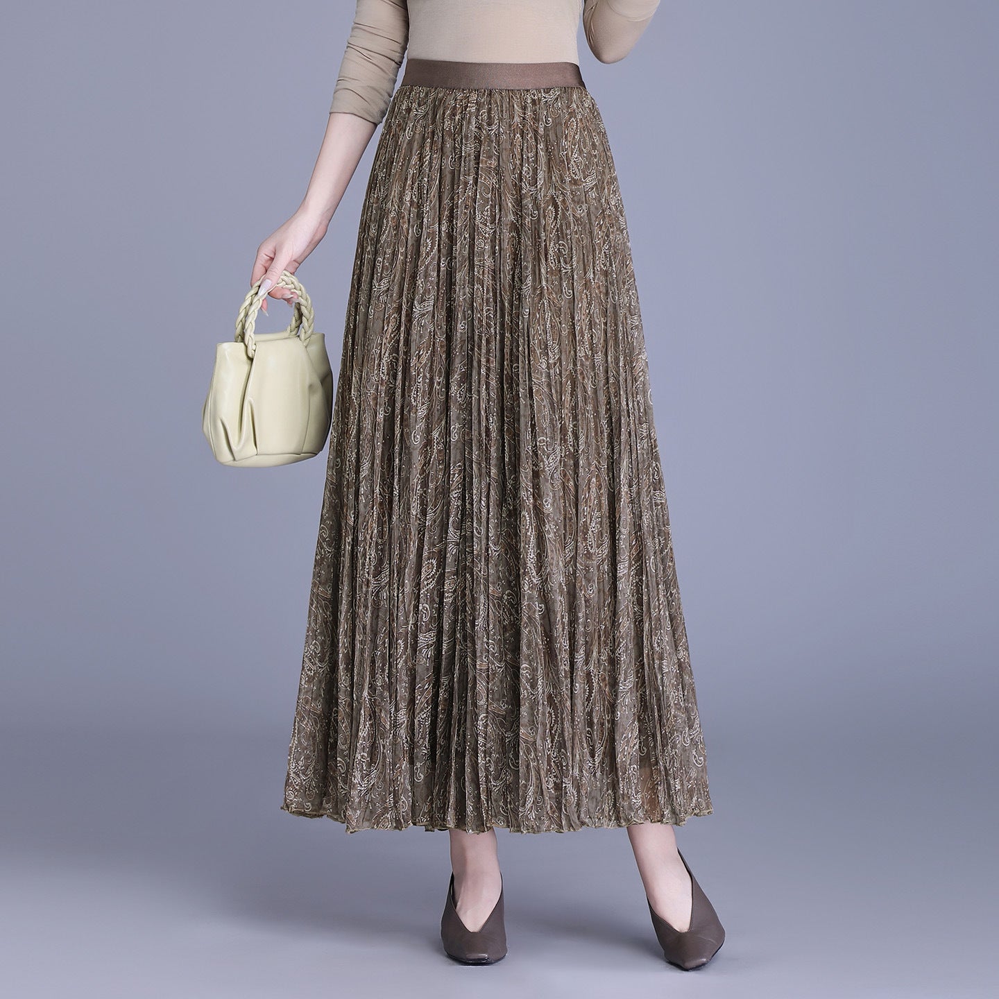 Women's Floral Mesh Long Dress Two-sided Wear Slimming A- Skirt