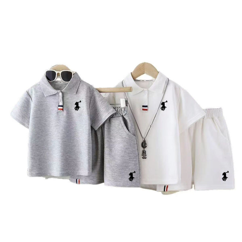 Children's Summer Medium Large Shorts Embroidery Sports Short Sleeve Children's Suit