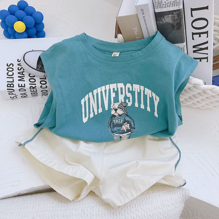 Boy Vest Sleeveless T-shirt Western Style Top Two-piece Children's Suit