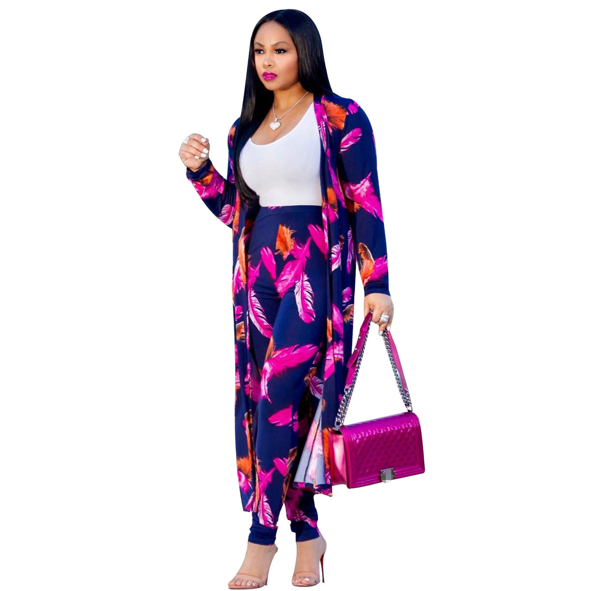 Sexy Print Long Sleeve Two-piece Set Nightclub Uniform