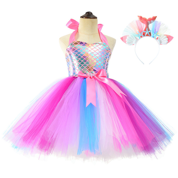 Mermaid Party Halloween Costume Princess Pettiskirt Skirt Children's Dress