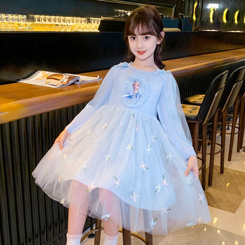 Children's Princess Elsa Summer Clothing Fashionable Gauze Skirt Little Children's Dress