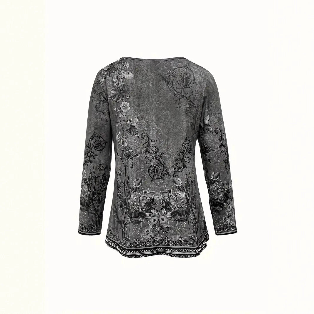 Beautiful Women's Landscape Painting Printed Long-sleeved Women's T-shirt