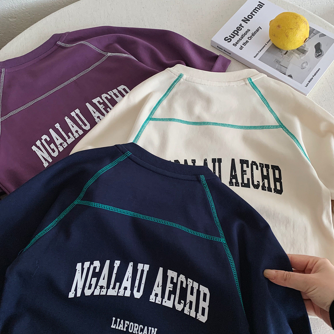 Children's Long-sleeved Raglan Sleeve Spring Stitching Antibacterial Stretch Soft Children's T-shirt