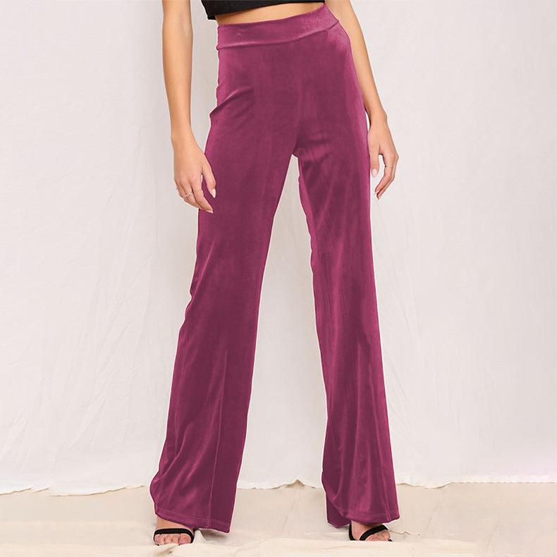 Women's Fashion Solid Color High Waist Trousers With Clothing
