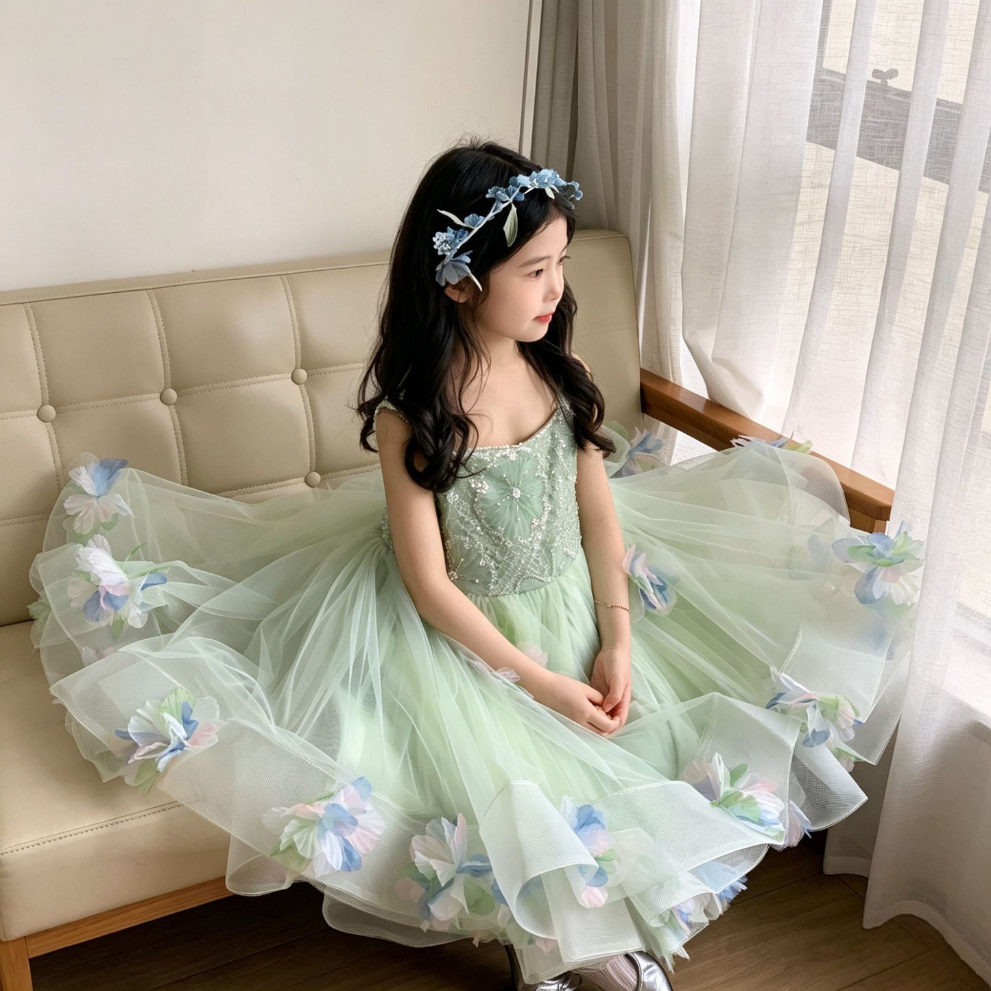 Mori Cute Birthday Flower Princess Host Children's Dress