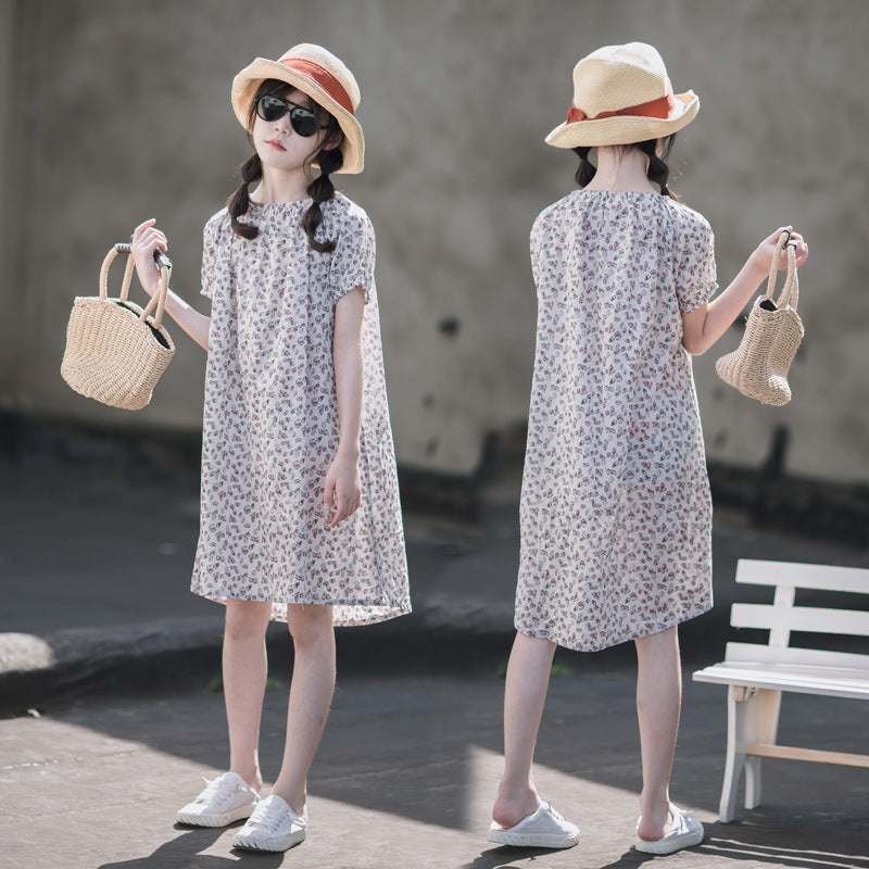 Children's Skirt Korean Style Loose Western Cotton Small Floral Children's Dress