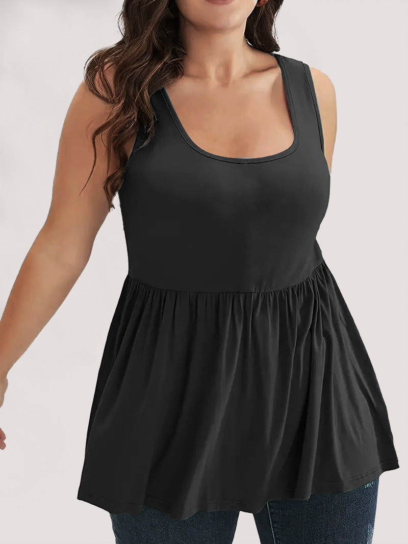 Women's Casual Solid Color Stitching Sleeveless Tops