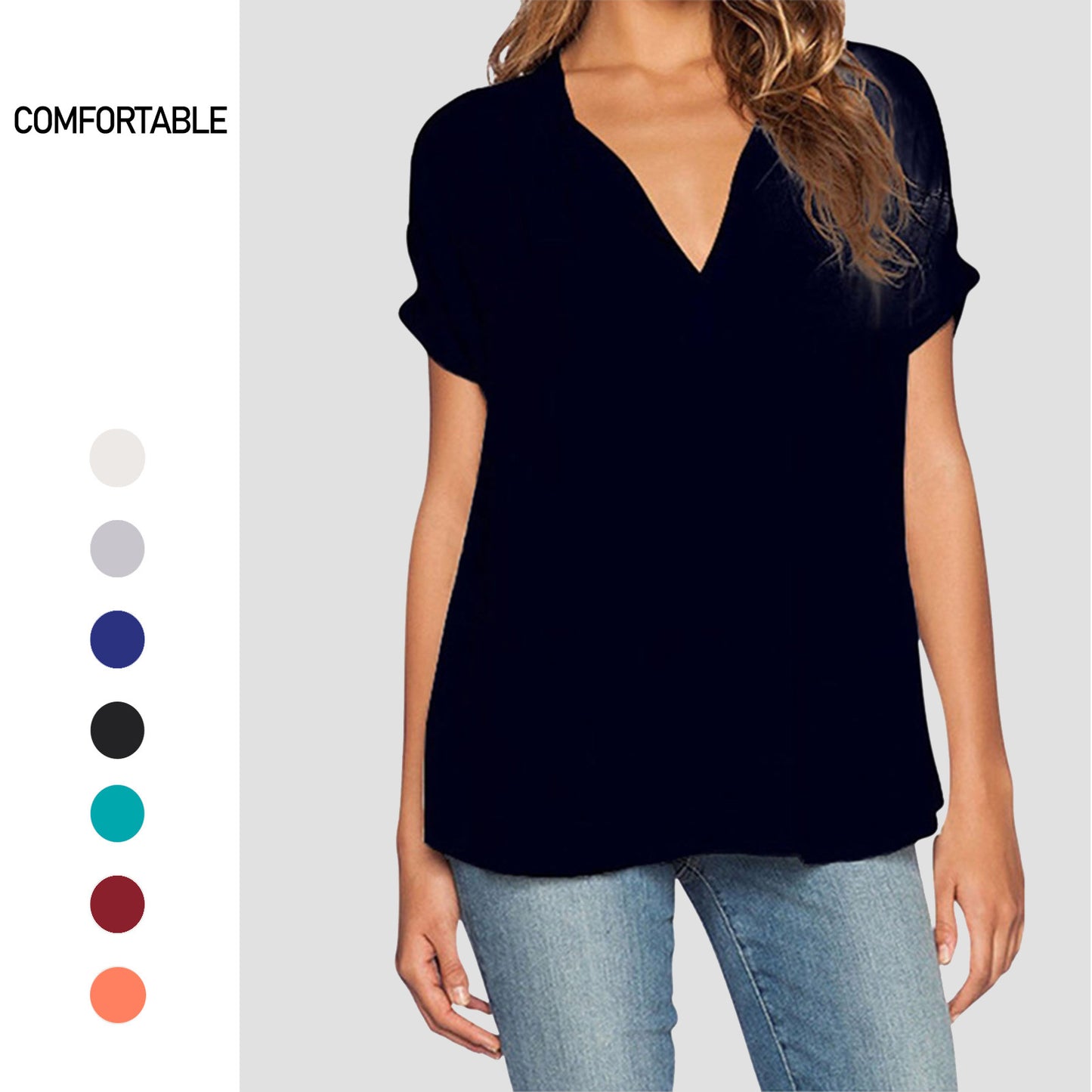 Women's Summer Fashion Wear Sleeve Front Back Long Loose Lace Shirt, Chiffon Shirt
