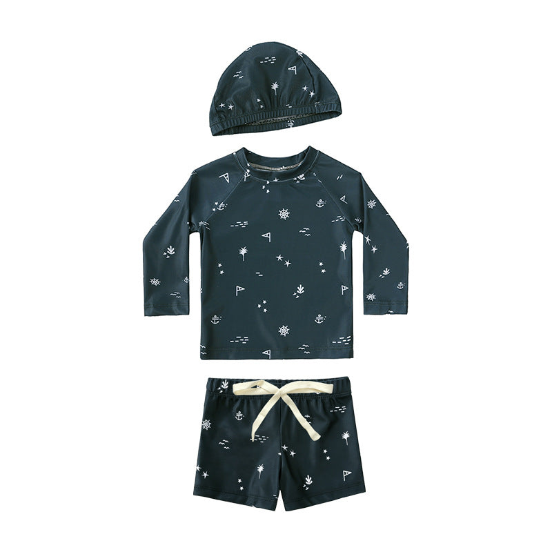 Children's Summer Long Sleeve Split Style Swimsuit Boys Boy Sun Protective Children's Suit