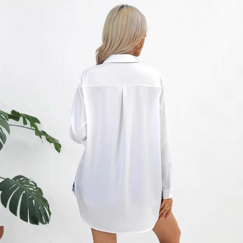 Women's Fashion Solid Color Casual Shirt Blouse