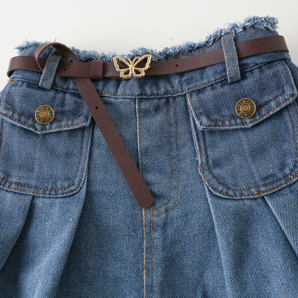 Denim Vest Plus Skirt Two-piece Cute Children's Suit