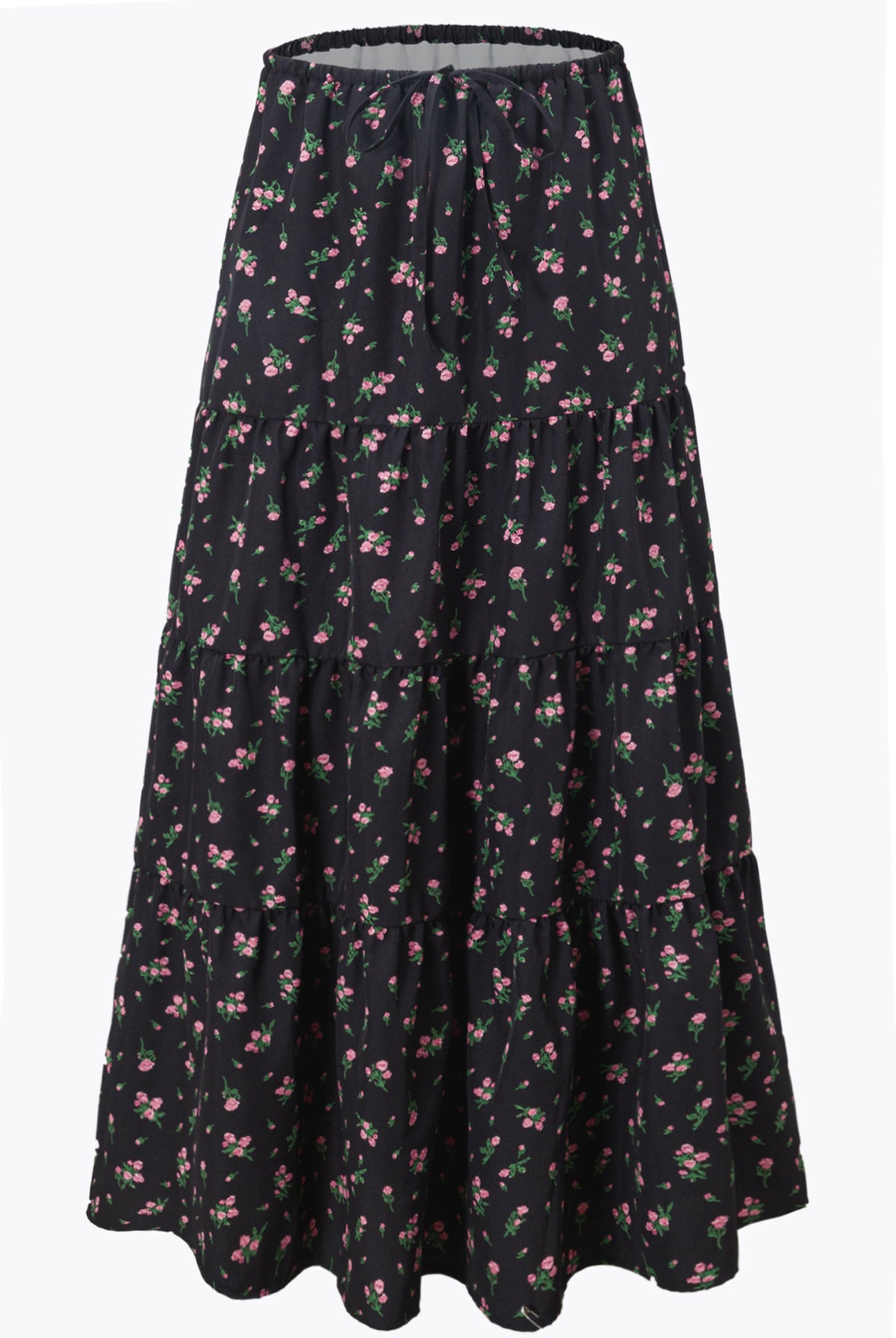 Women's Cotton High Waist Elastic Large Swing Loose Patchwork Long Skirts
