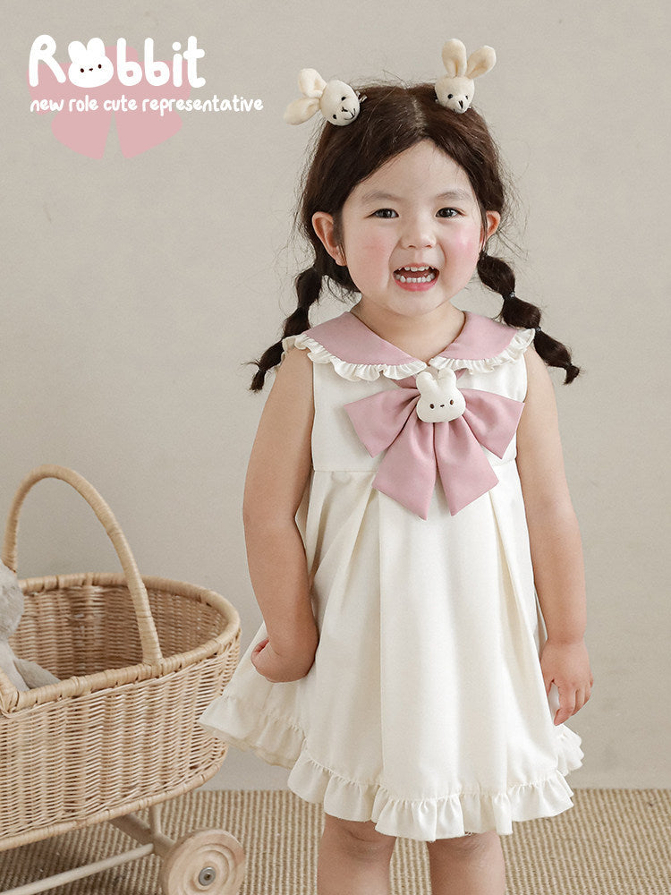 Children's Sailor Collar Rabbit Ears Summer Three-dimensional Doll Children's Dress