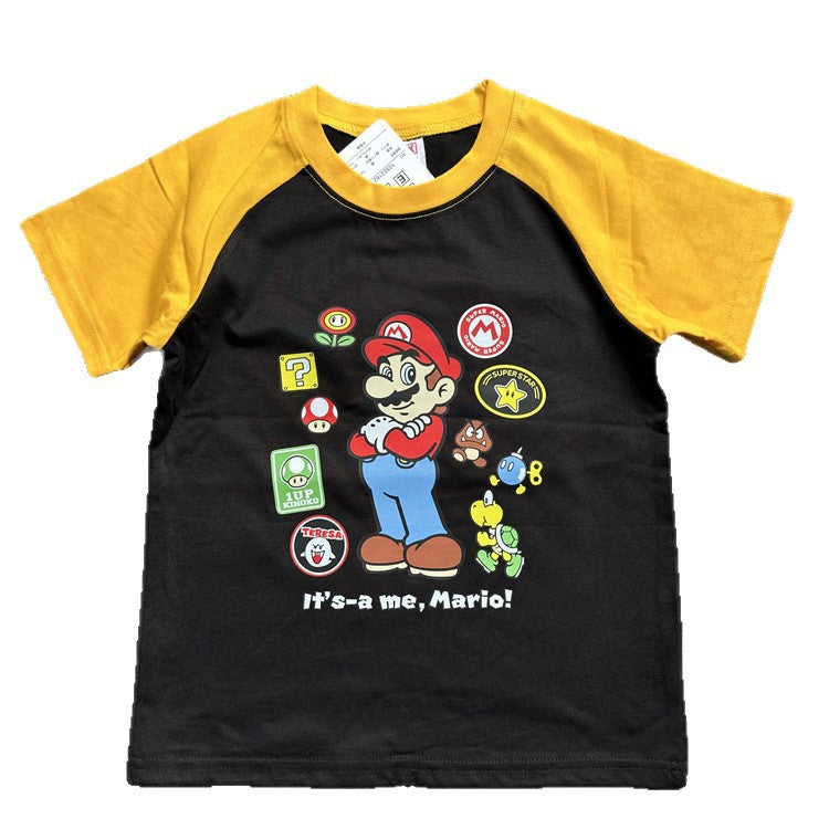 Children's Cartoon Mario Series Summer Short Sleeve Children's T-shirt