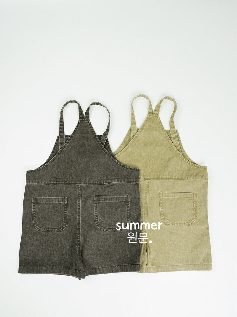 Children's Korean Style Boys Bear Embroidery Suspender Denim Children's Pants