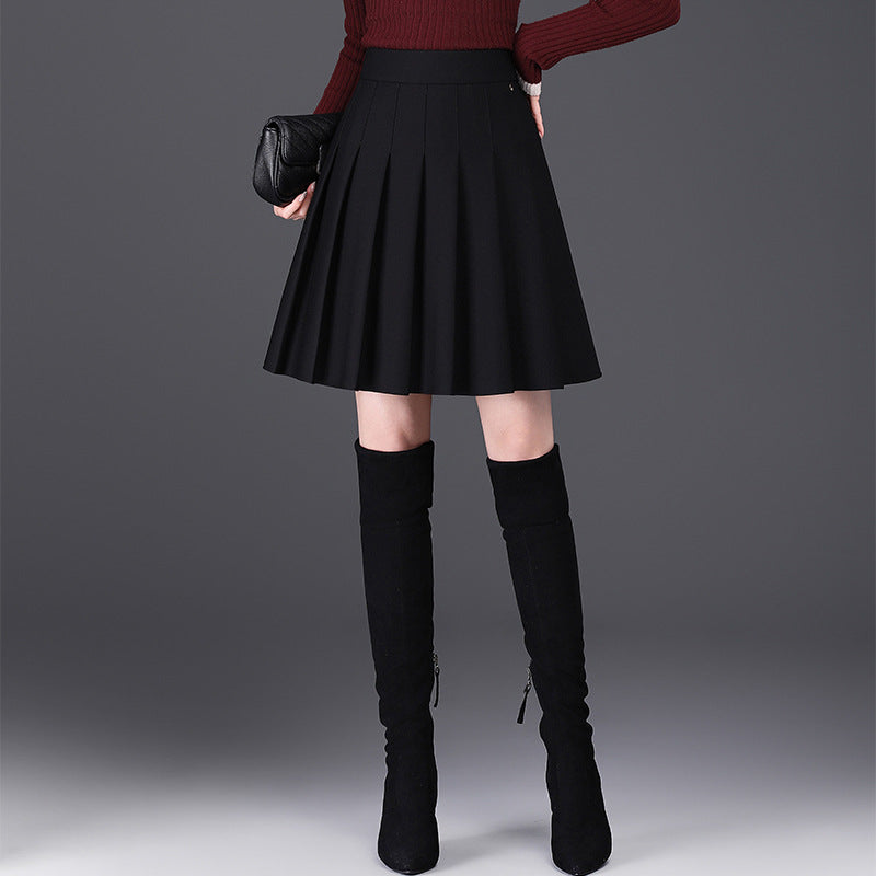 High Waist A- Line Pleated Slimming Small Skirt