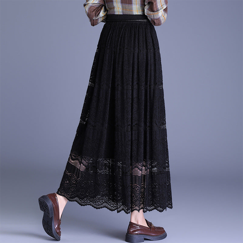 Slimming Line Mid-length Elegant Elastic Waist Skirt