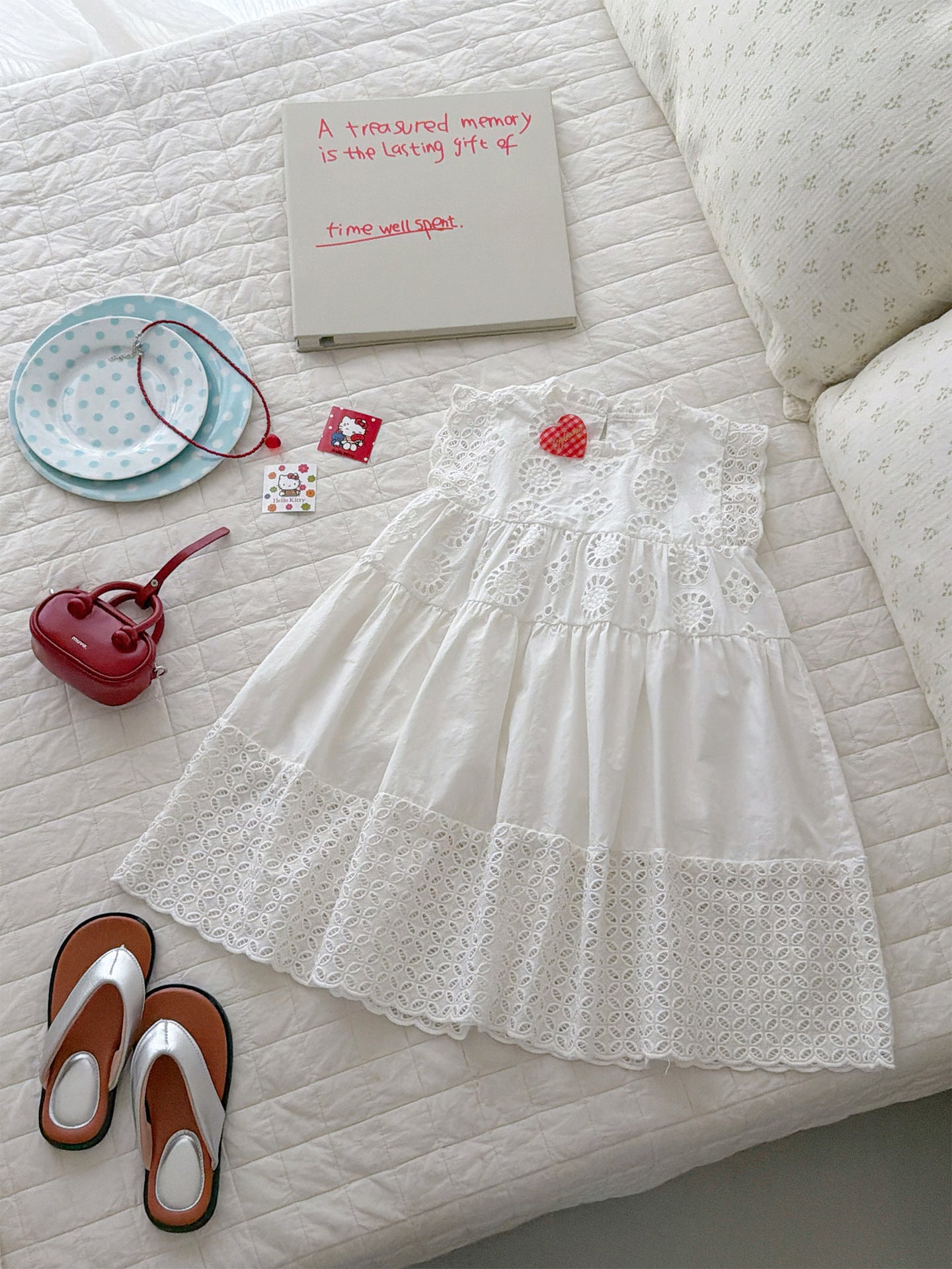 Summer French Lace Sleeveless Princess White Children's Dress