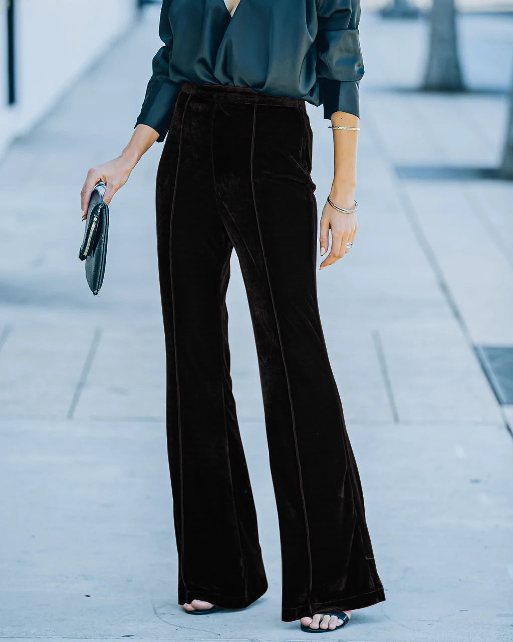 Women's Gold Veet Trousers High Waist Casual Pants