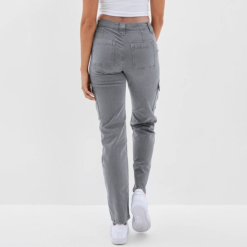 Women's Washed Button Casual Cotton Trousers Women's Jeans