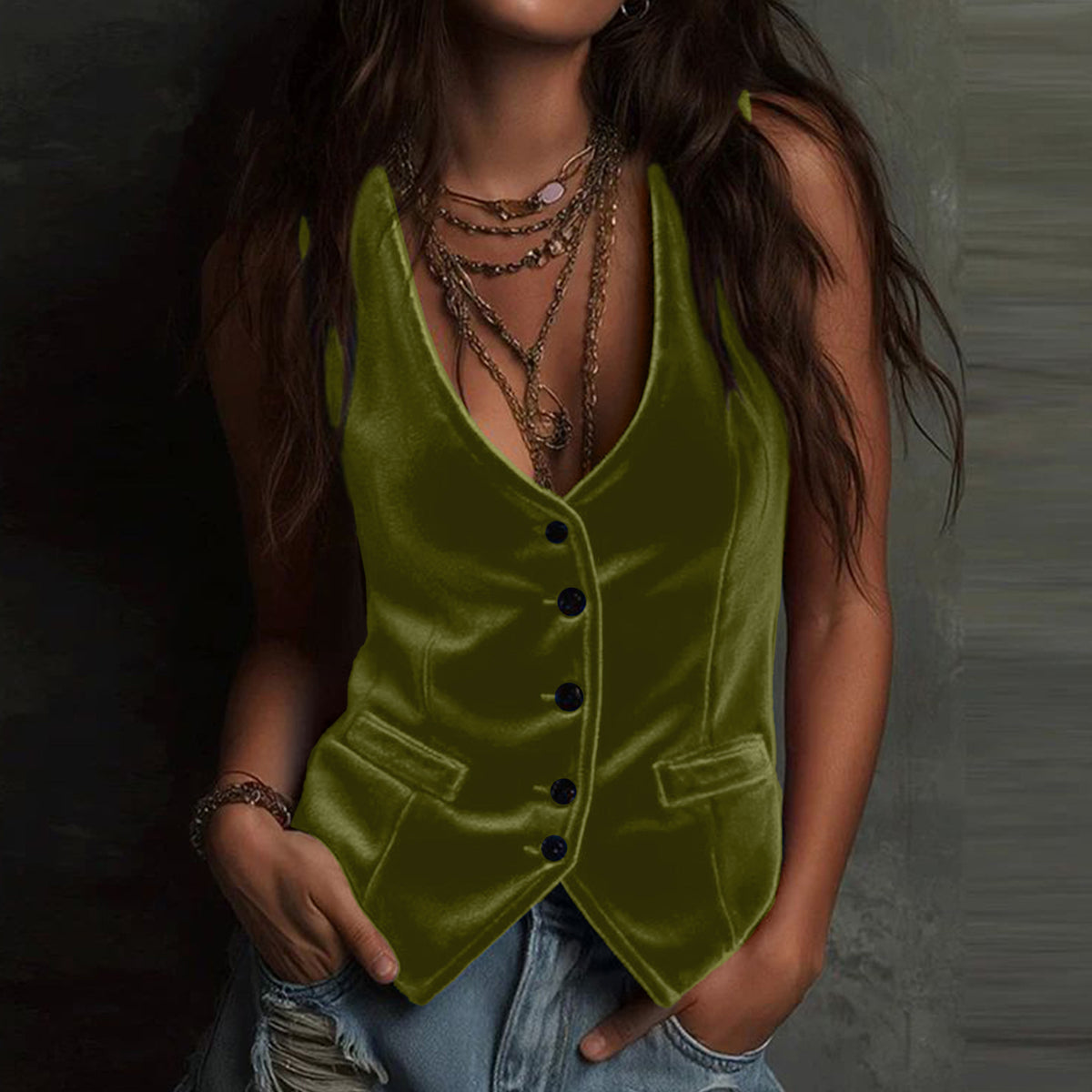 Popular Pretty Women's Button Sexy Sleeveless Small Vest/suspenders/tube Top