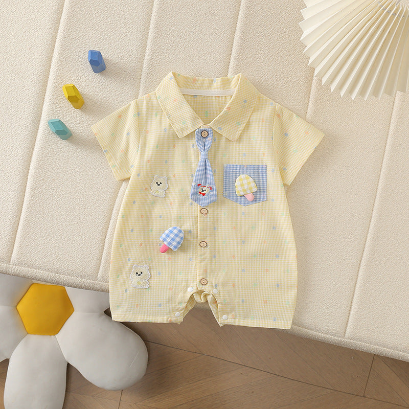 Summer Korean Style Romper Tie Bear Reverse Jumpsuit, Climbing Suit