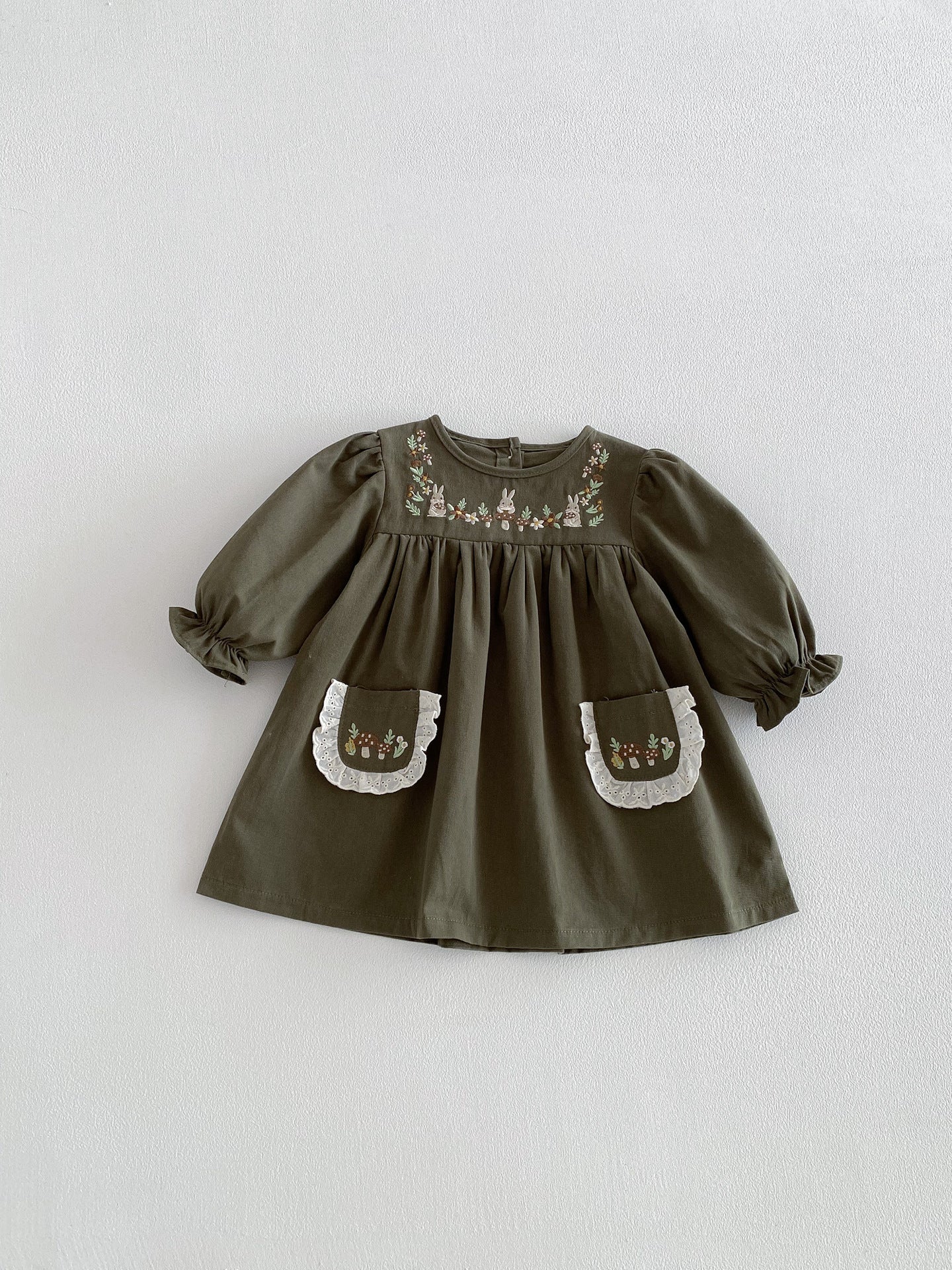 Children's Spring Preppy Princess Embroidered Infant Children's Dress