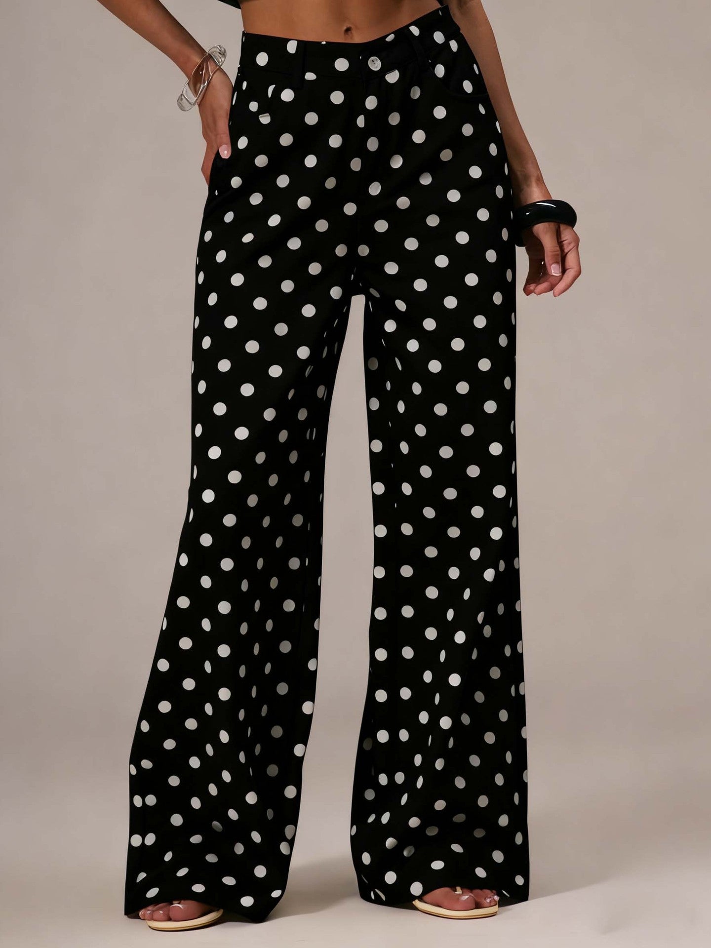 Women's Polka-dot Loose-fitting Casual Denim Trousers Polka Women's Jeans