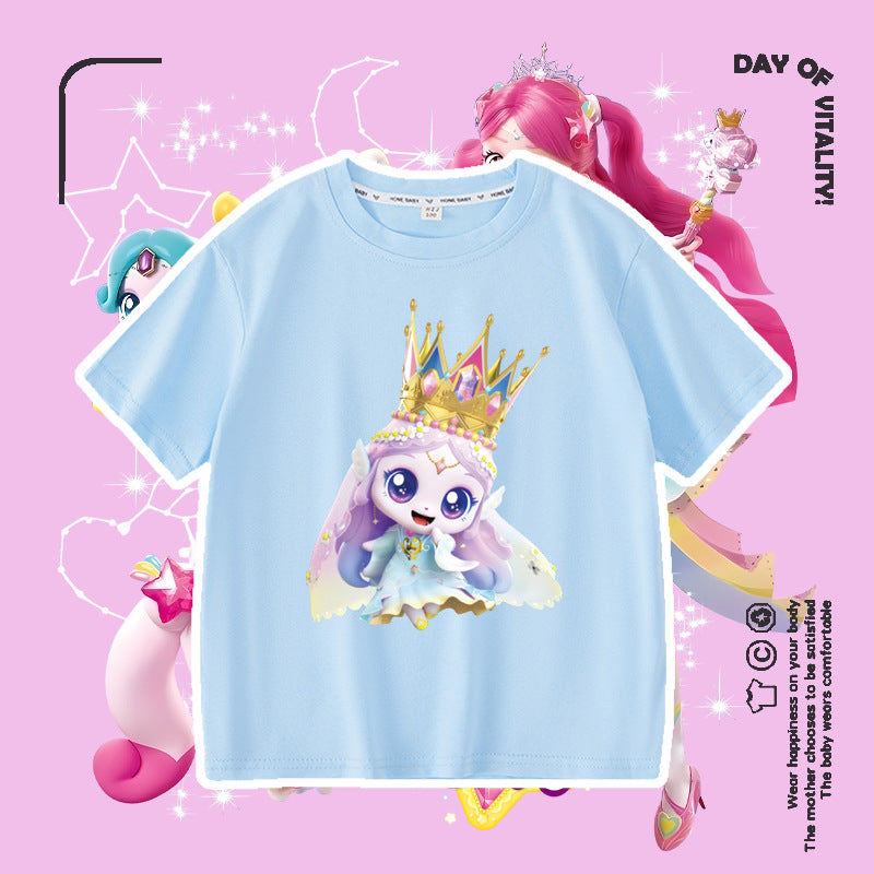 Short Sleeve Summer Fashionable Round Neck Cotton Children's T-shirt