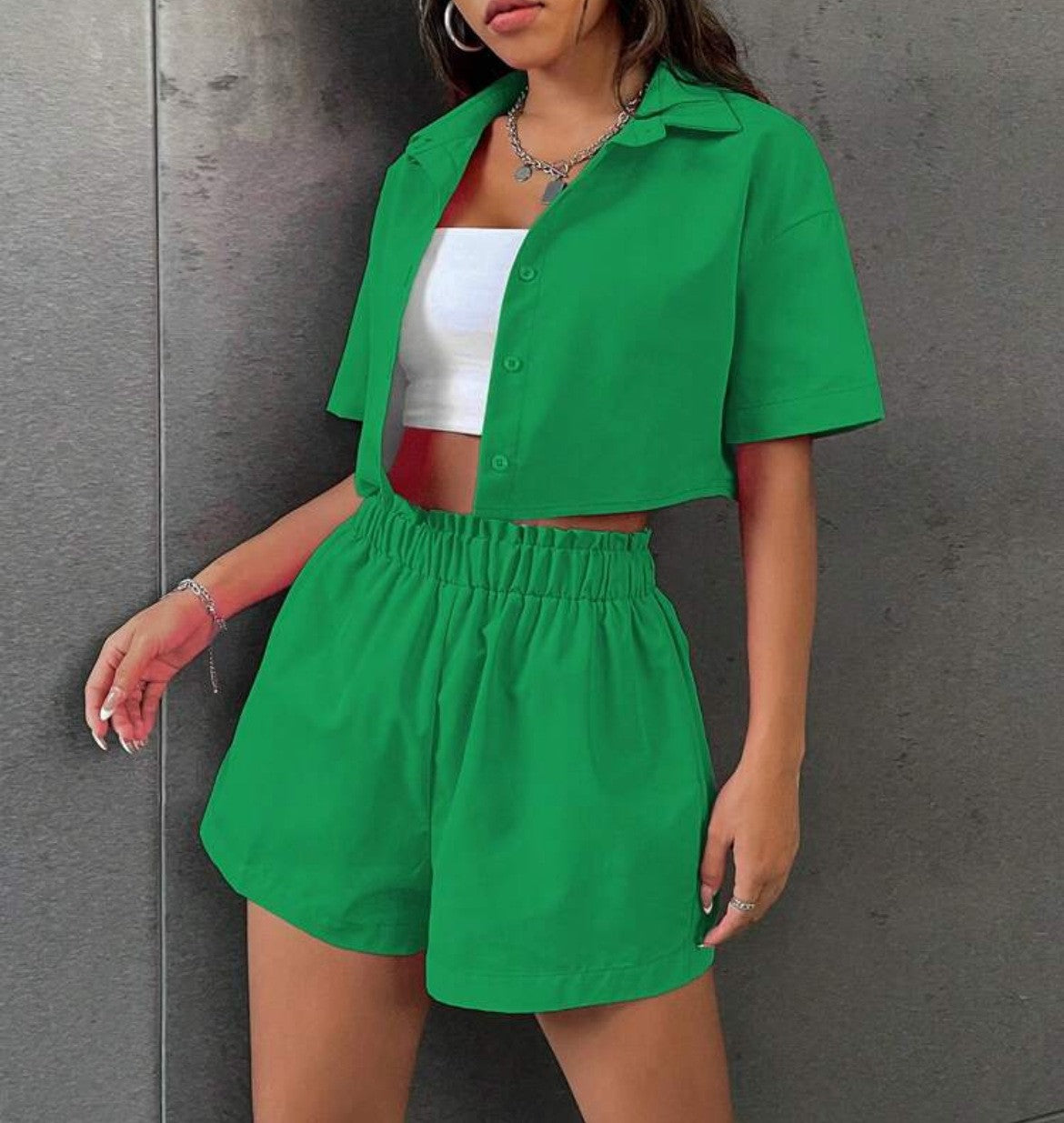 Two-piece Solid Color Single-breasted Sleeve Lapel Fashion Casual Suit