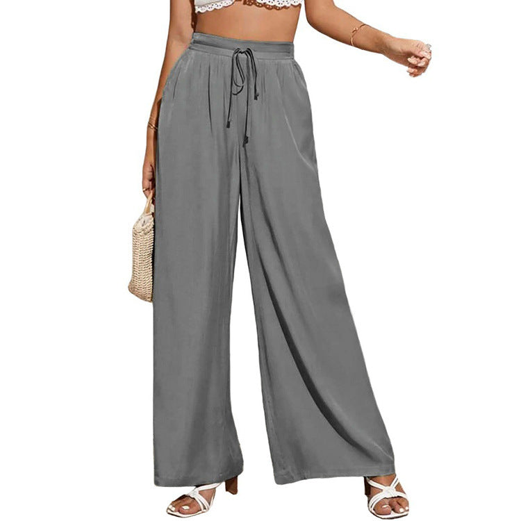 Women's High Waist Trousers Pure Color Elastic Casual Pants
