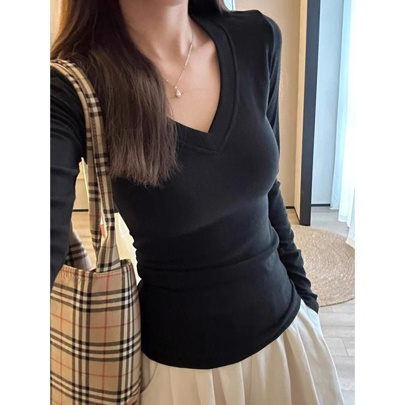 Women's Shoulder Spring Inner Wear Long Sleeve Tops