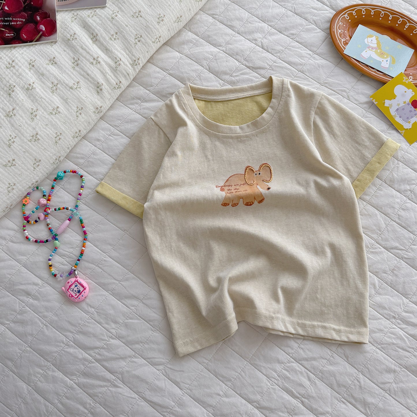 Children's Style Cartoon Embroidered Short-sleeved Tops Summer Western Children's T-shirt