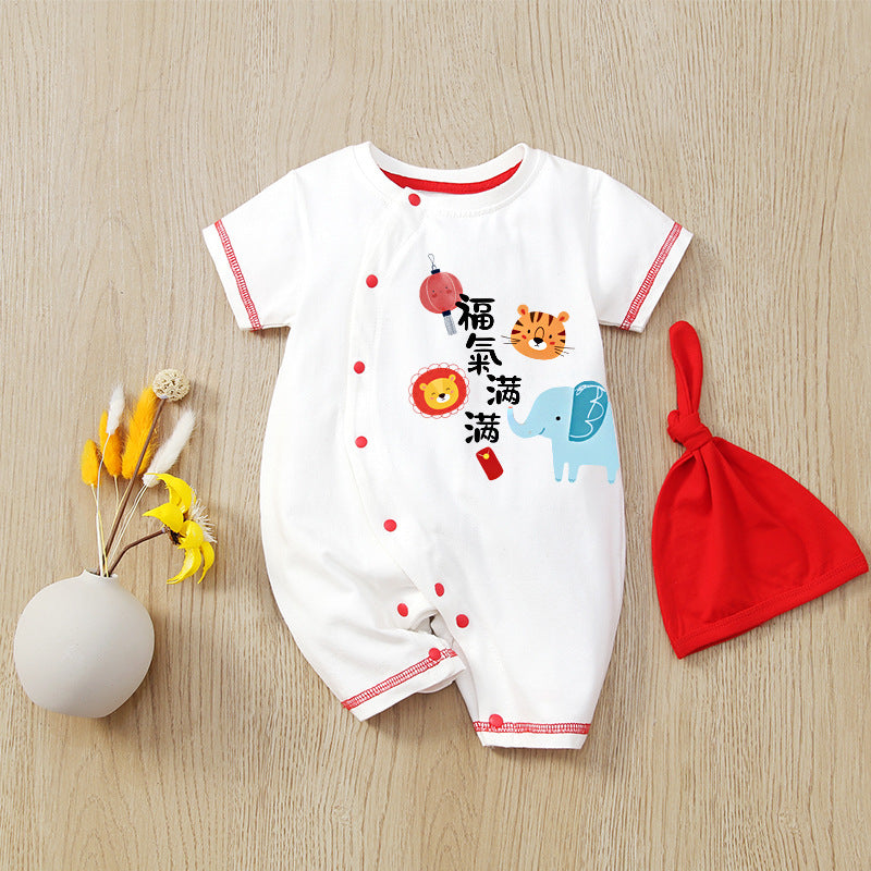 Born Clothes Thin Summer Clothing Cute Cartoon Jumpsuit, Climbing Suit