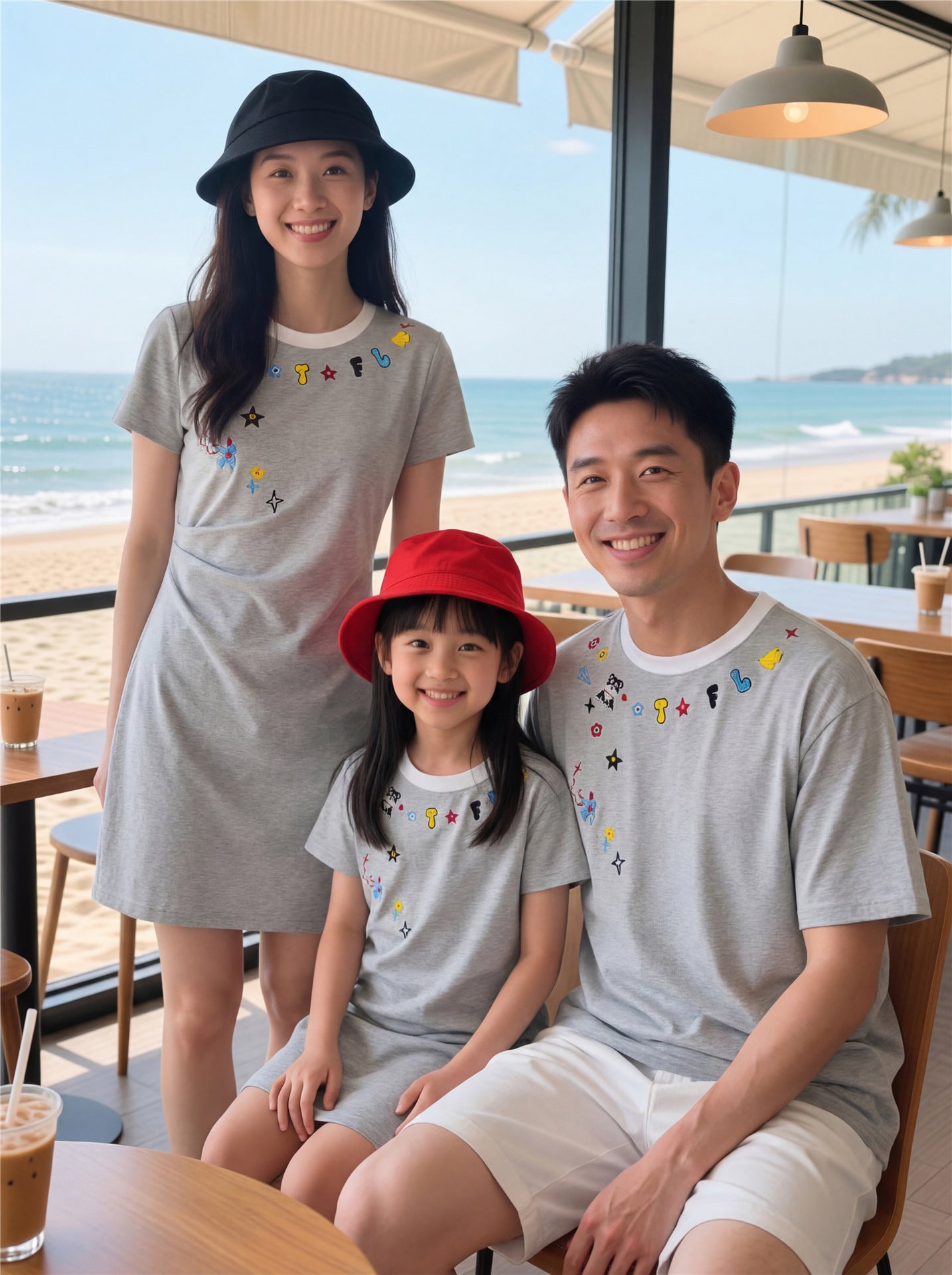 Family Of Three Or Four Korean Style Couple Fashion Mother Parent-child Outfit