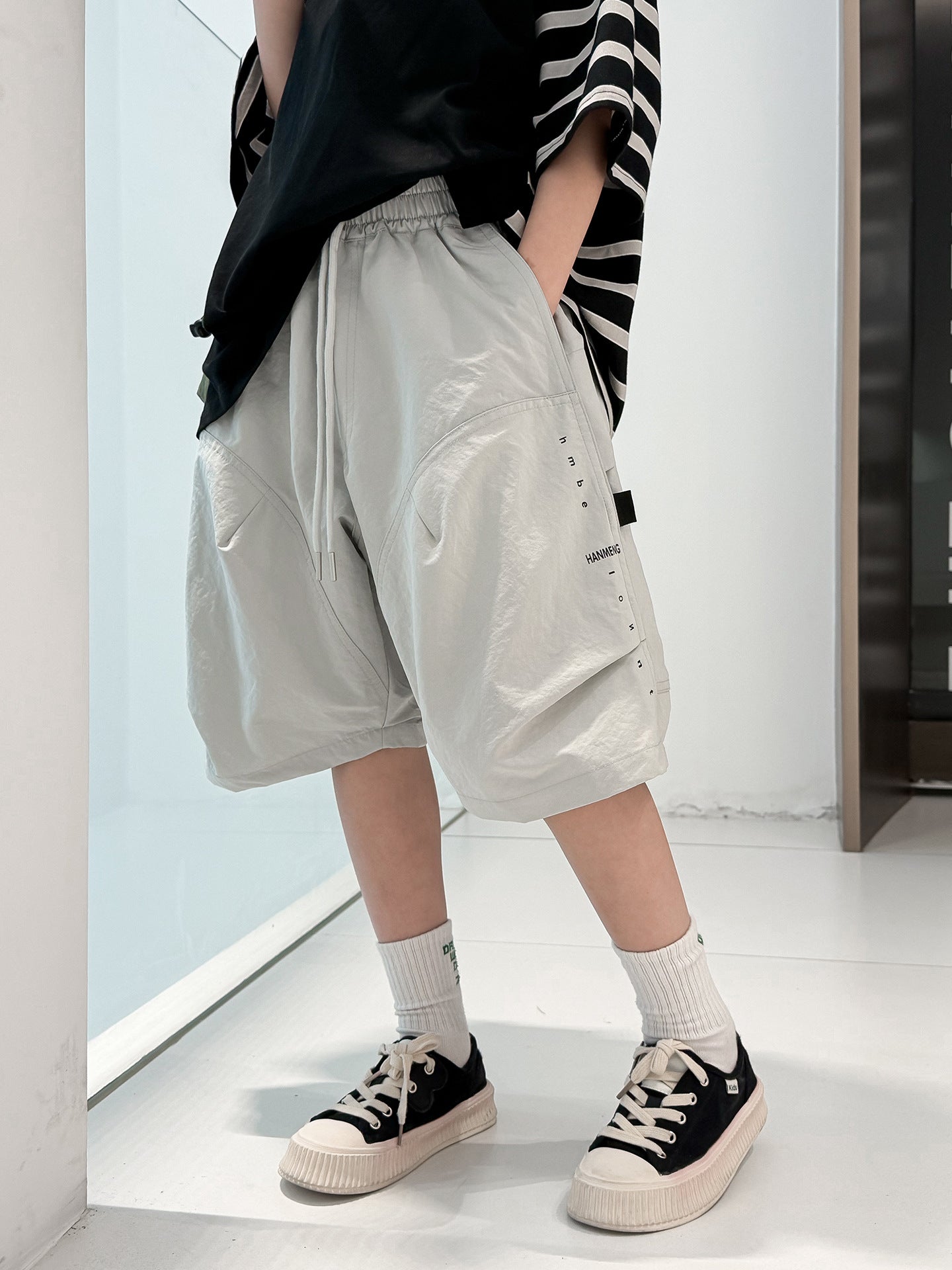 Children's Boy Summer Clothing Overalls Outer Shorts Fried Street Big Children's Pants
