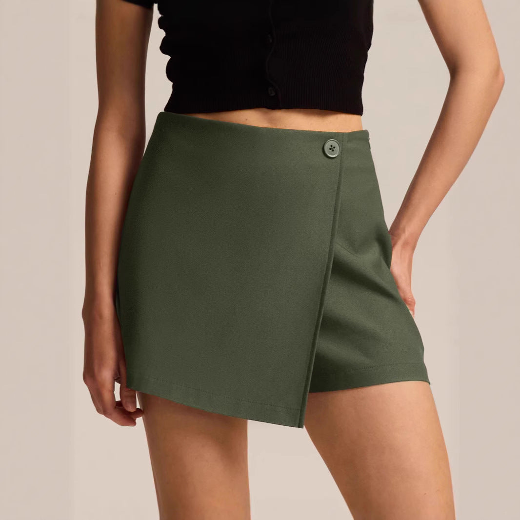 Women's Irregular Stretch Summer High Waist Zipper Button Skirt