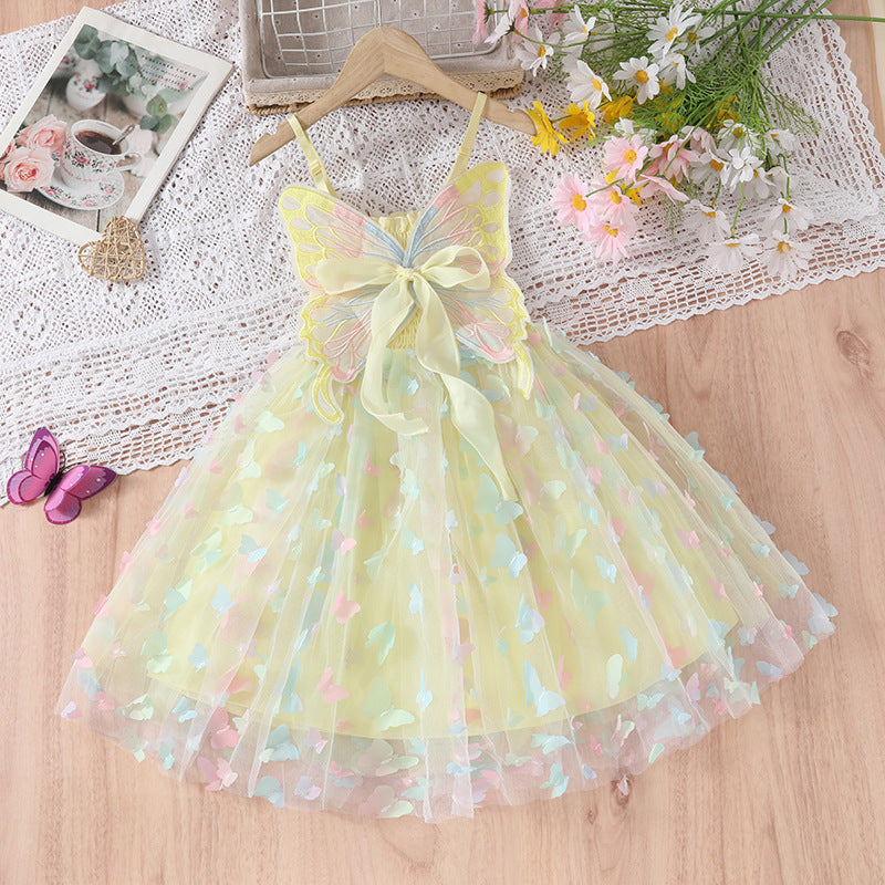 Children's Cotton Clothing Colorful Butterfly Summer Western Style Tulle Skirt Children's Dress