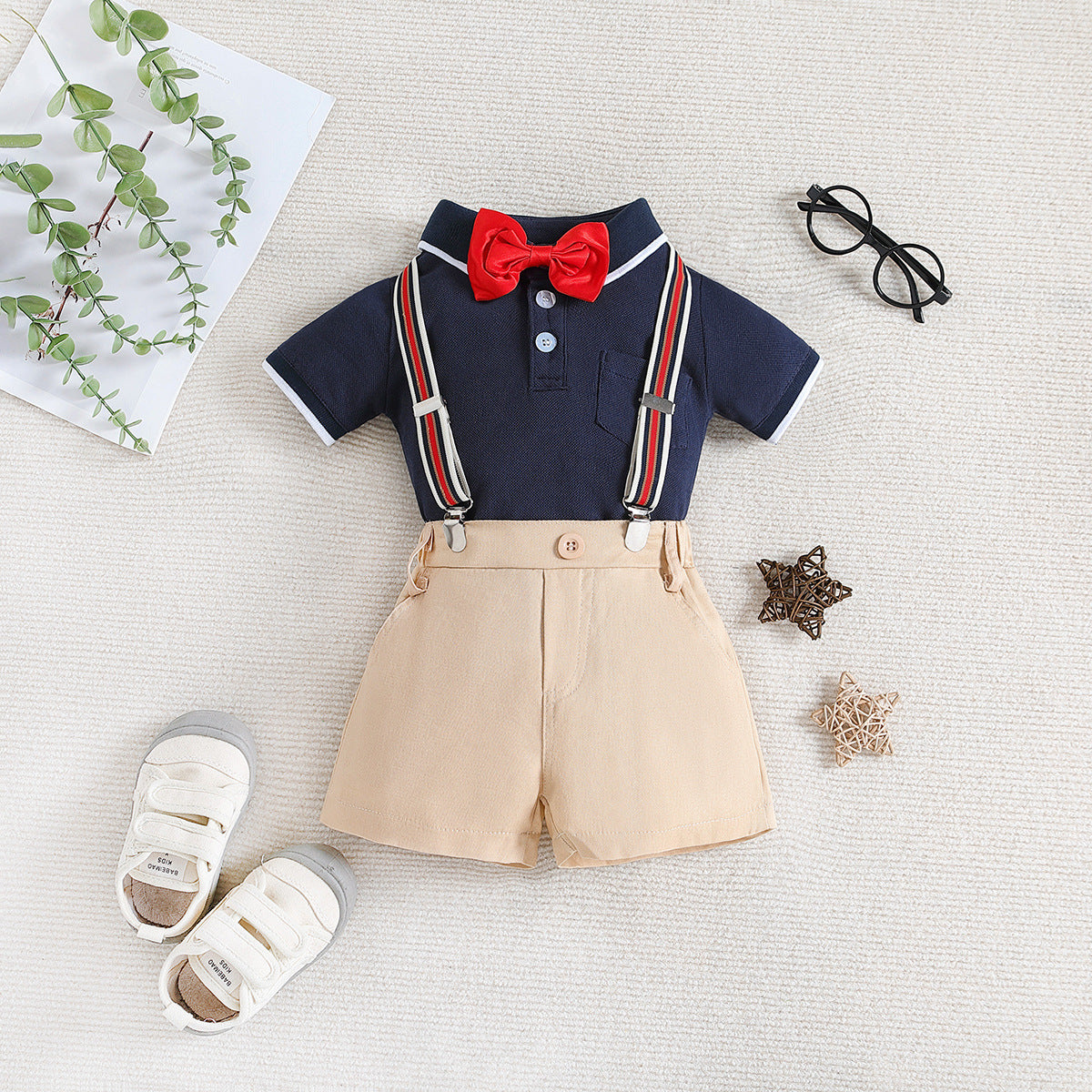 Children's Clothing Handsome Gentleman Polo Collar Top Children's Suit