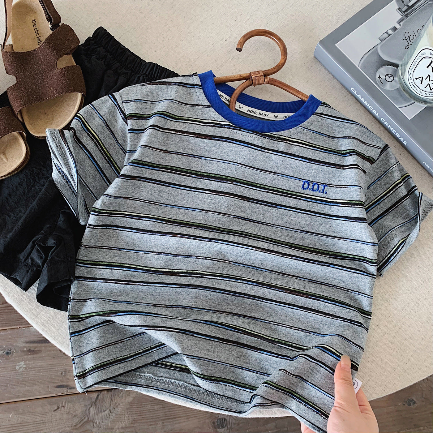 Children's Summer Color Stripes Casual Soft Cool Children's T-shirt