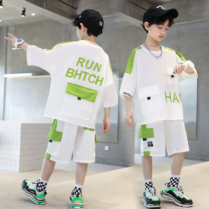 Short Sleeve Thin Medium Big Sports Western Style Children's Suit