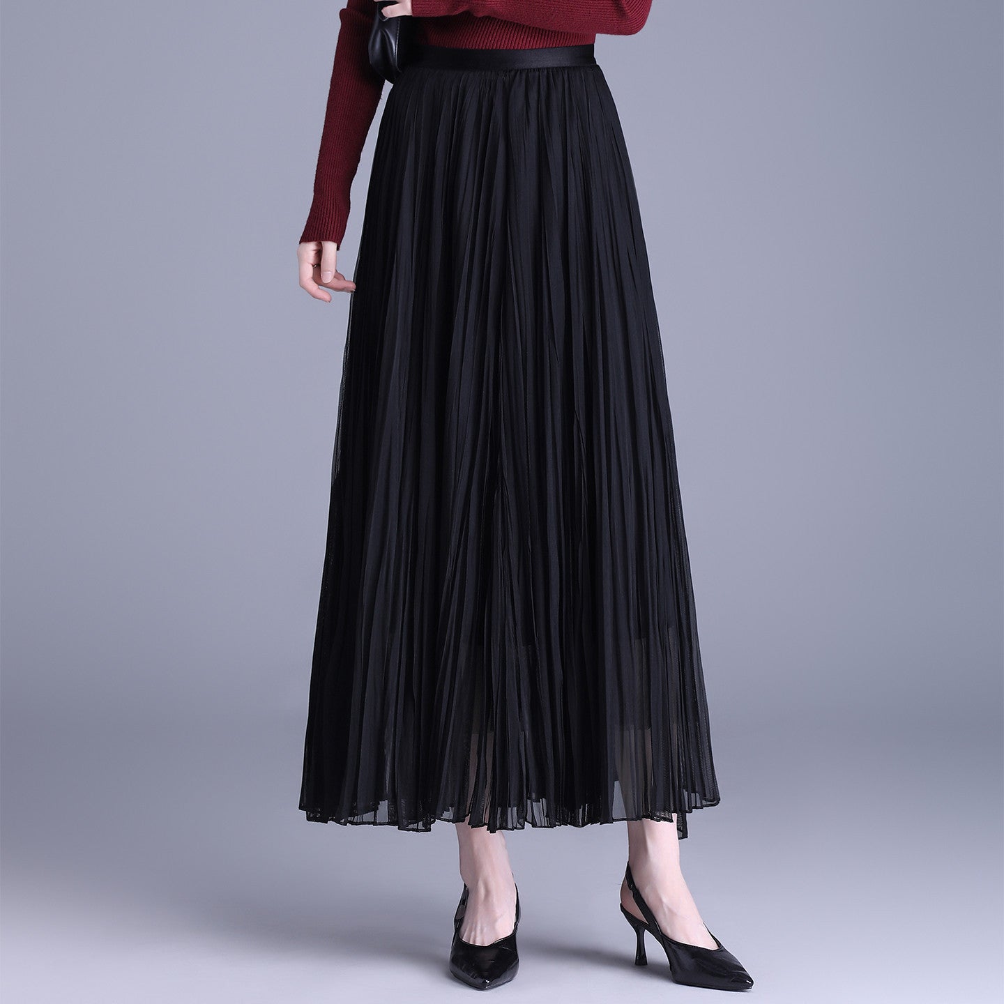 Draping Slim Fit A- Line Dress Long Skirts