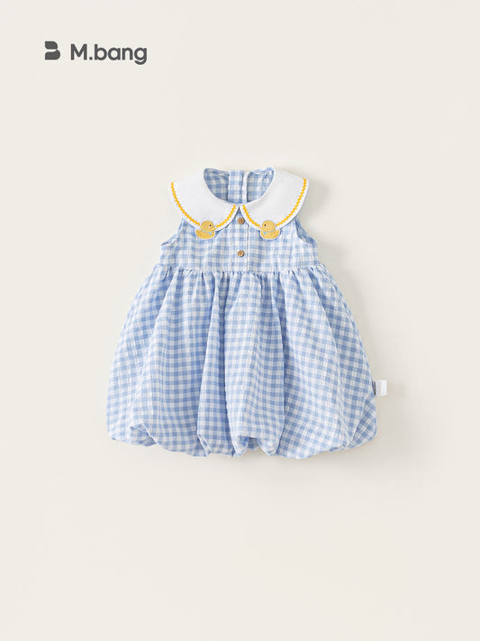 Children's Clothing Summer Cute Doll Collar Skirt Embroidered Tartan Children's Dress