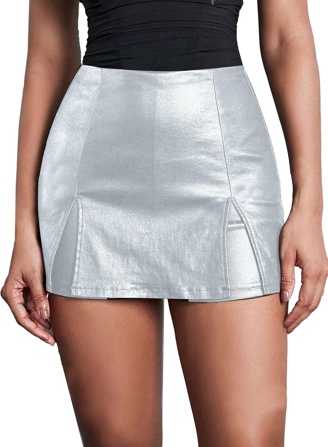 Women's Waist Leather Bag Hip Pleated Slim Fit Skirt