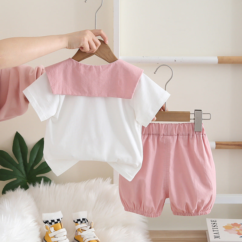 Short Sleeve Fashion Daily Wear Trendy Korean Style Children's Suit