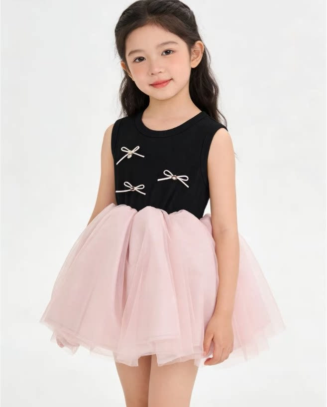 Summer Princess Sleeveless Contrast Color Mesh Children's Dress