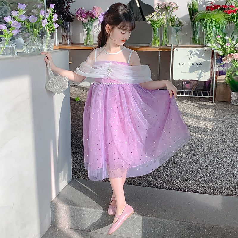 Children's Princess Elsa Summer Clothing Fashionable Gauze Skirt Little Children's Dress