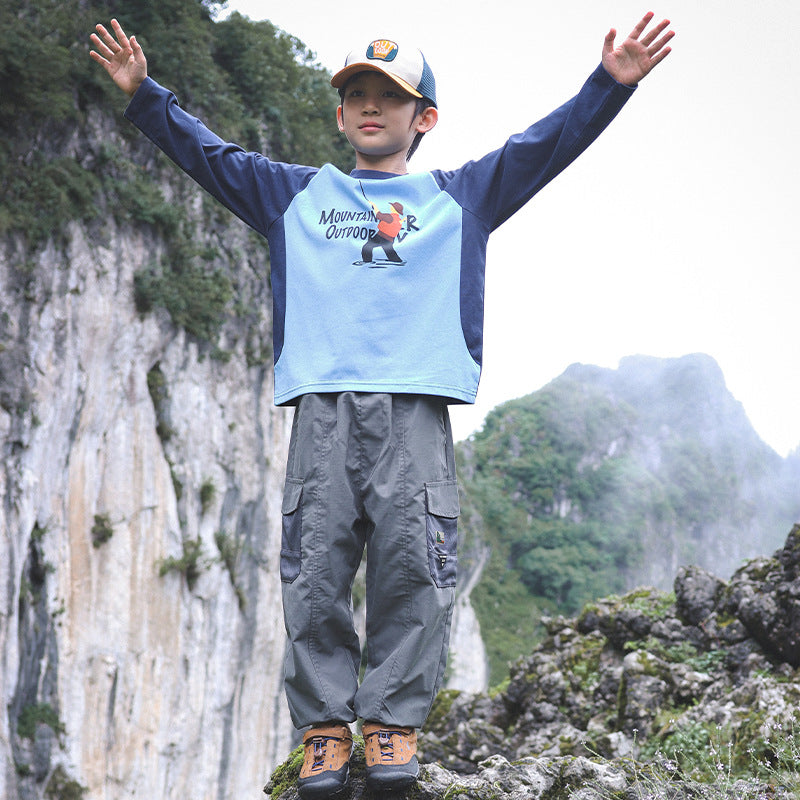 Children's Trousers Spring Contrast Color Pocket Teens Children's Pants